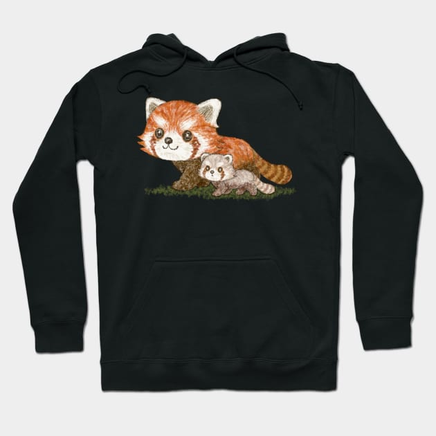 Red panda family walking Hoodie by sanogawa